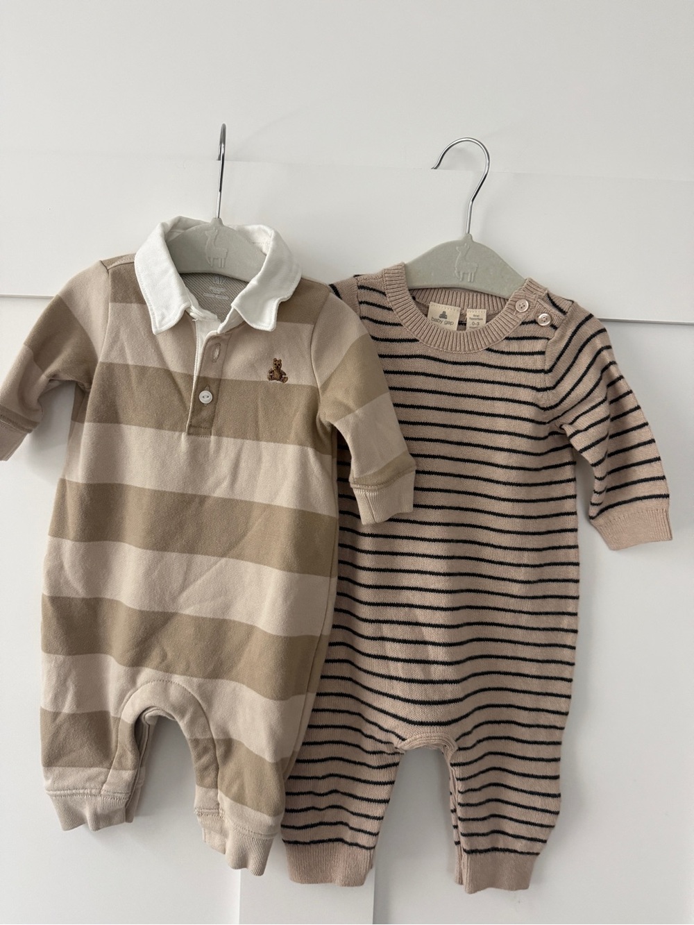 Gap Neutral Stripe Baby One-Piece Set - Beige & Cream